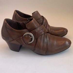 Born Nova Brown Burnished Leather Booties Straps Buckle Heel Western Women’s 7M